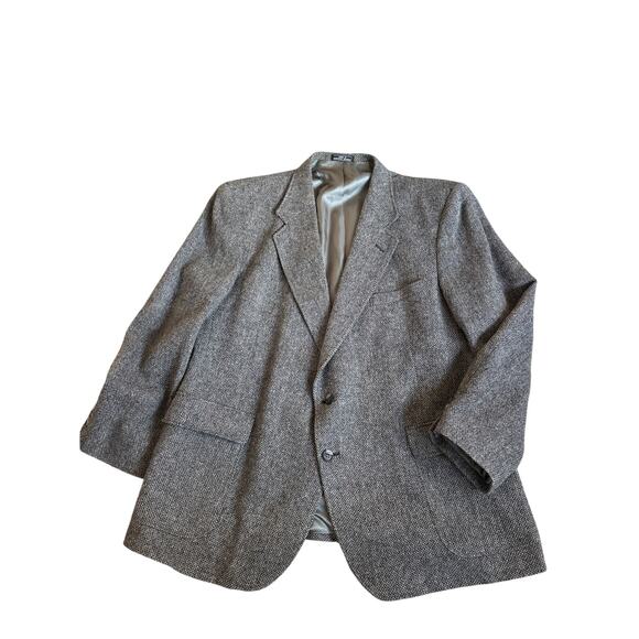 Vintage Barrington Gray Herringbone Wool Blazer 48R - Picture 1 of 5